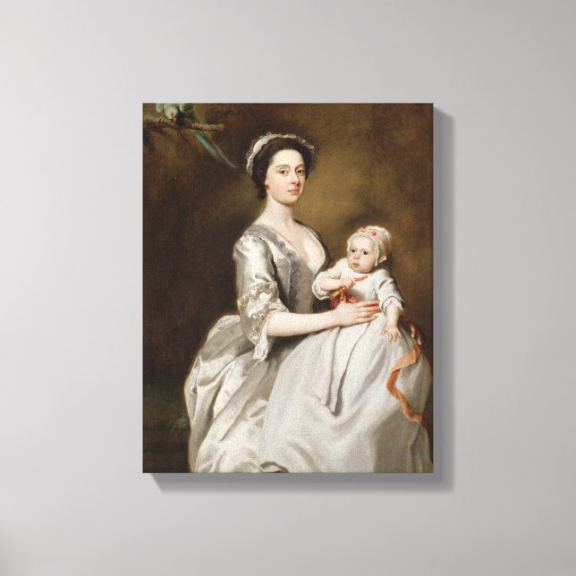 Mrs Sharpe and Child, 1731 (oil on canvas) Canvas Print (Front)