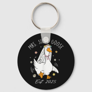 Mrs. Silly Goose Couple Matching Wedding Funny Bri Keychain