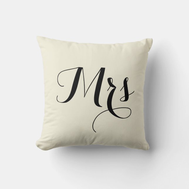 Mrs Striped Back Pillow - off white (Front)