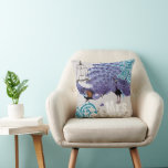 Mrs. Teal Damask Purple Vintage Peacock Birdcage Throw Pillow<br><div class="desc">You can Personalize this Beautiful Elegant Vintage Elements Purple, Blue and Grey Peacock Rustic Birdcage with Whimsical Swirly Vines and Greenery Pillow to say anything you like or use the existing Mrs.for a Monogram or Buy Two for the Newlyweds Mr. and Mrs. The 2nd Anniversary is the Cotton Anniversary which...</div>