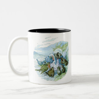 Mrs TIGGY-WINKLE gives the birds their clothes Two-Tone Coffee Mug