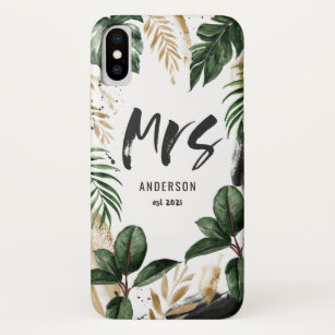 Mrs tropical leaf & typography Case-Mate iPhone case