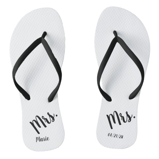 Mrs. Wedding Honeymoon Flip Flops (Footbed)
