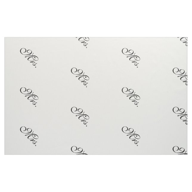 Mrs. wedding initial black white modern custom fabric (Fat Quarter)