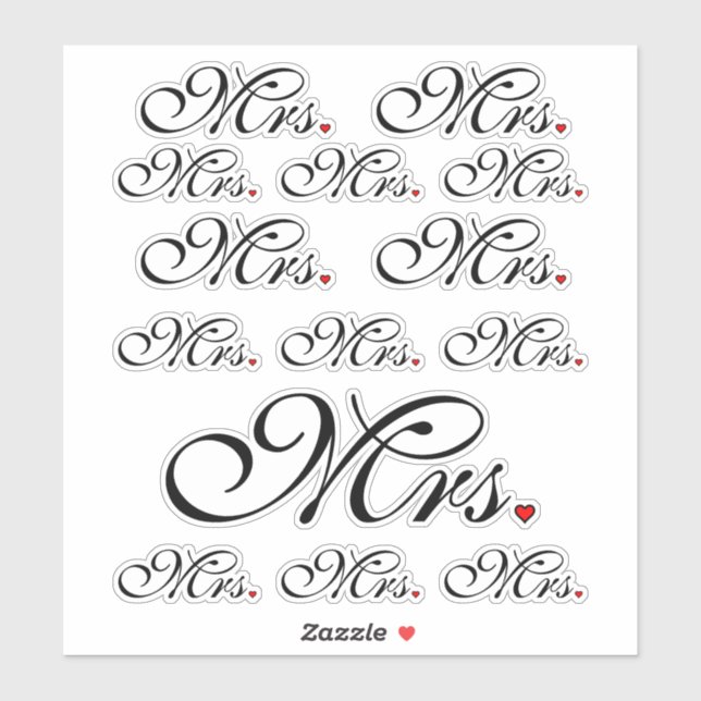 Mrs. Wife Bride Click to Customize Colour Stripes (Sheet)