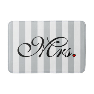 Mrs. Wife Bride Click to Customize Colour Stripes Bath Mat