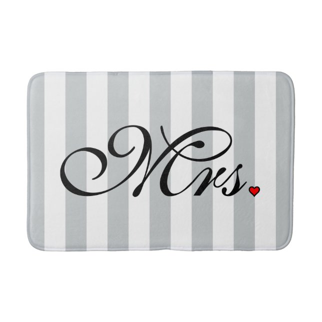 Mrs. Wife Bride Click to Customize Colour Stripes Bath Mat (Front)