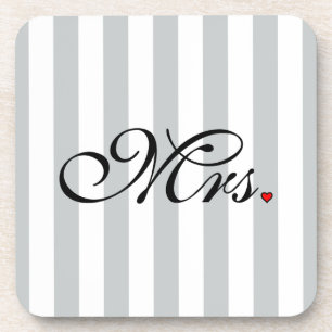 Mrs. Wife Bride Click to Customize Colour Stripes Coaster