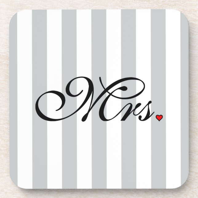 Mrs. Wife Bride Click to Customize Colour Stripes Coaster (Front)