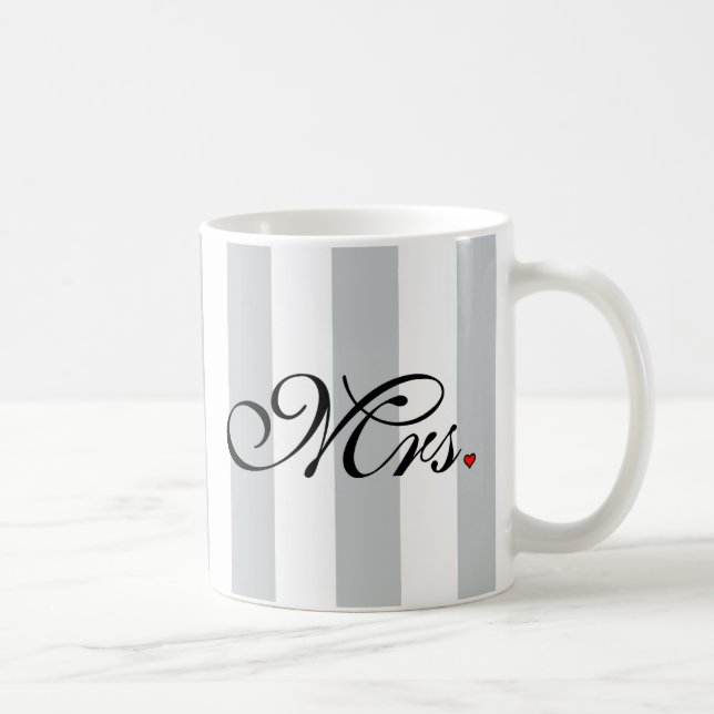 Mrs. Wife Bride Click to Customize Colour Stripes Coffee Mug (Right)