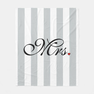 Mrs. Wife Bride Click to Customize Colour Stripes Fleece Blanket