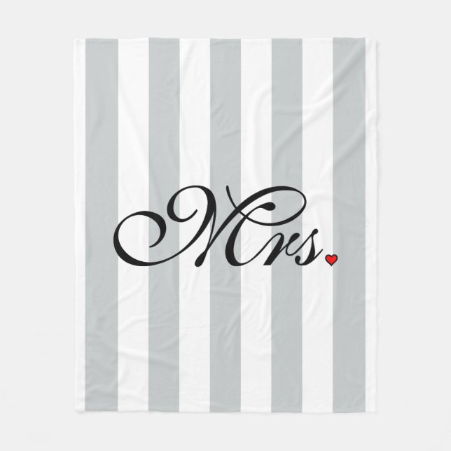 Mrs. Wife Bride Click to Customize Colour Stripes Fleece Blanket (Front)