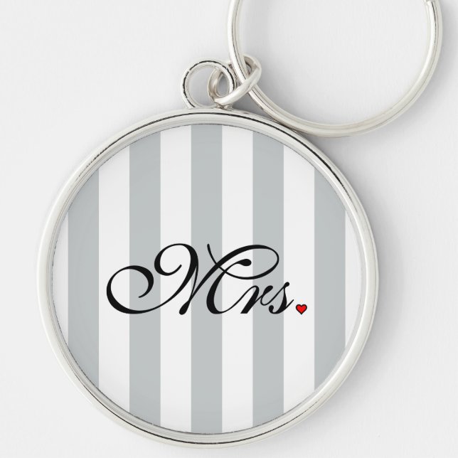 Mrs. Wife Bride Click to Customize Colour Stripes Keychain (Front)