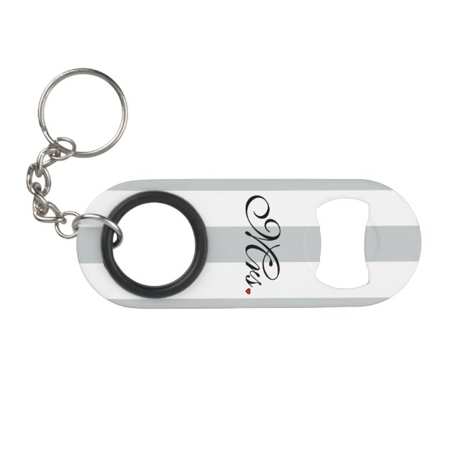 Mrs. Wife Bride Click to Customize Colour Stripes Keychain Bottle Opener (Front (Horizontal))