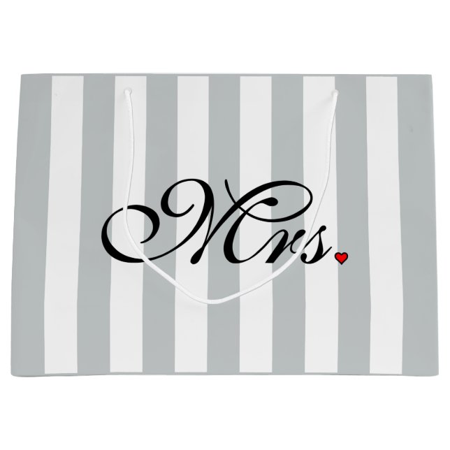 Mrs. Wife Bride Click to Customize Colour Stripes Large Gift Bag (Front)