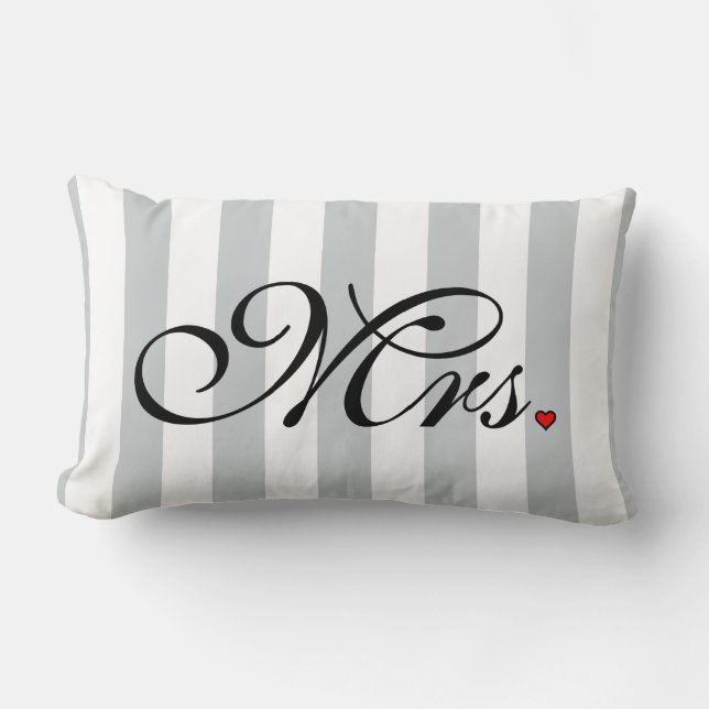 Mrs. Wife Bride Click to Customize Colour Stripes Lumbar Pillow (Front)