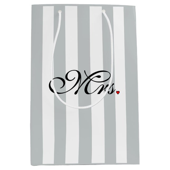 Mrs. Wife Bride Click to Customize Colour Stripes Medium Gift Bag (Front)