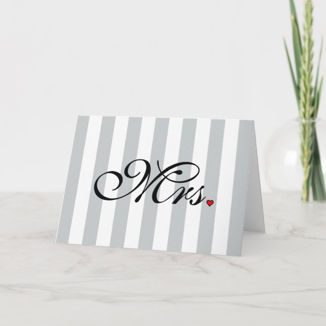 Mrs. Wife Bride Click to Customize Colour Stripes Note Card (Front)