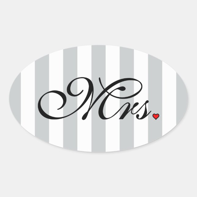 Mrs. Wife Bride Click to Customize Colour Stripes Oval Sticker (Front)
