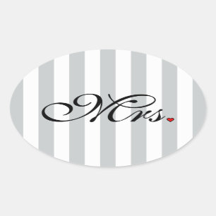 Mrs. Wife Bride Click to Customize Colour Stripes Oval Sticker