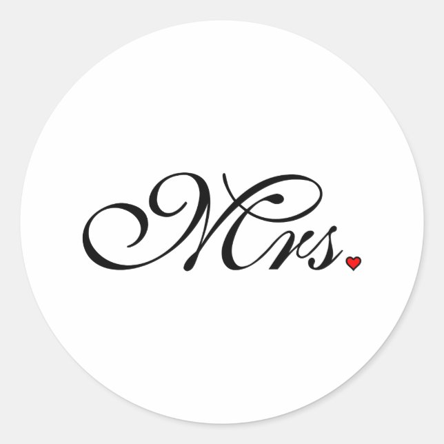 Mrs. Wife Bride His Her Newly Weds Classic Round Sticker (Front)