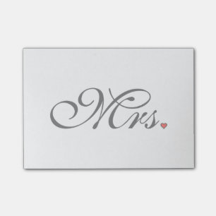 Mrs. Wife Bride His Her Newly Weds Post-it Notes