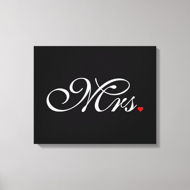 Mrs. Wife Bride His Hers Newly Weds Canvas Print (Front)