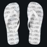 Mrs. Wife Bride His Hers Newly Weds Flip Flops<br><div class="desc">Mr. and Mrs. Husband Wife His Hers Newly Weds on a custom set of flip flops to wear or to share. Embroidery designs you can easily personalize are available in a selection of popular colour options. Use the "Ask this Designer" link to contact us with your special design requests or...</div>