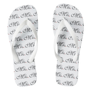 Mrs. Wife Bride His Hers Newly Weds Flip Flops