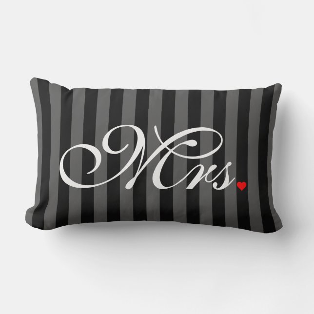 Mrs. Wife Bride His Hers Newly Weds Lumbar Pillow (Front)