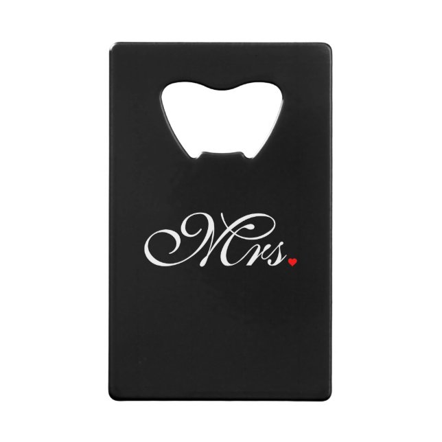 Mrs. Wife Bride His Hers Newly Weds Wallet Bottle Opener (Front)