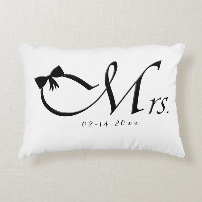 Mrs. with Bow Accent Pillow (Front)