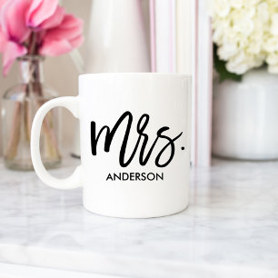 Mrs. with Name Modern Script Personalized Coffee Mug