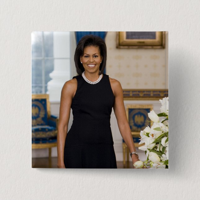 MrsObamaPortrait 2 Inch Square Button (Front)