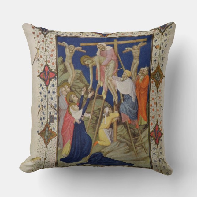 MS 11060-11061 Hours of the Cross: Vespers, the De Throw Pillow (Front)