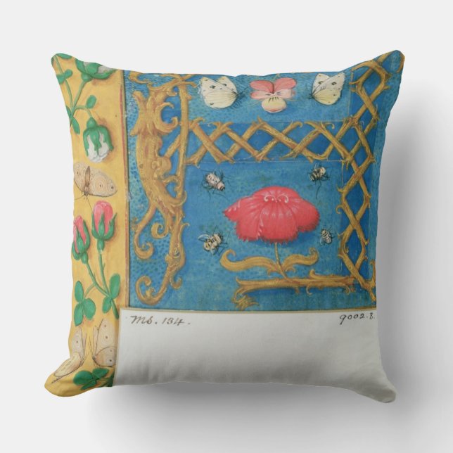 Ms 134 Illuminated letter `A' and side border of f Throw Pillow (Front)