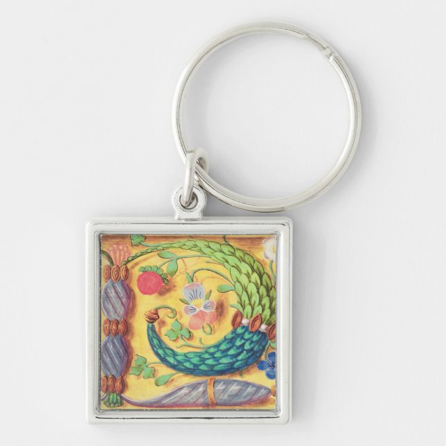 Ms 134 Illuminated letter `P' decorated with flowe Keychain (Front)