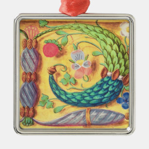 Ms 134 Illuminated letter `P' decorated with flowe Metal Ornament
