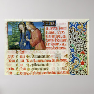 Ms 134 May: Courting Couple, from a Book of Hours Poster