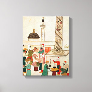 Ms 1671 A Bazaar in Istanbul, c.1580 Canvas Print