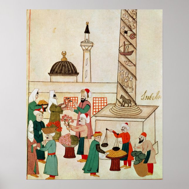 Ms 1671 A Bazaar in Istanbul, c.1580 Poster (Front)