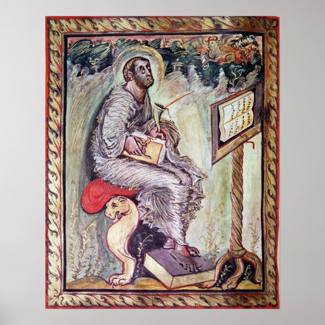 Ms 1 fol.90v St. Luke, from the Ebbo Gospels Poster (Front)