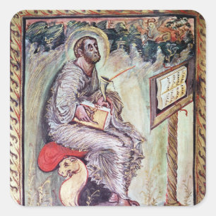 Ms 1 fol.90v St. Luke, from the Ebbo Gospels Square Sticker