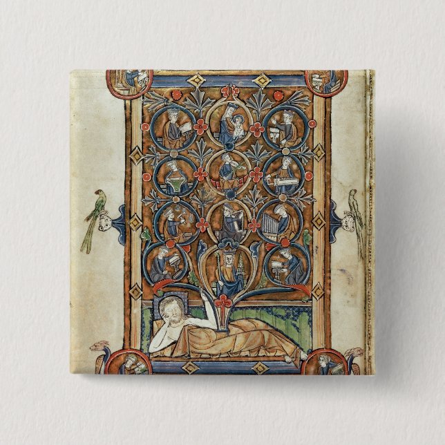 Ms 21926 The Tree of Jesse from a psalter 2 Inch Square Button (Front)