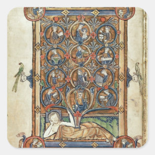Ms 21926 The Tree of Jesse from a psalter Square Sticker