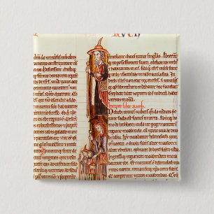 Ms 21 fol.97 Ruth and Boaz, from a Bible 2 Inch Square Button