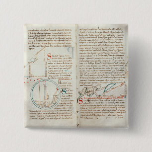 Ms 235 f.32 & 33 Geometry, from a 'Traite d'Astron 2 Inch Square Button