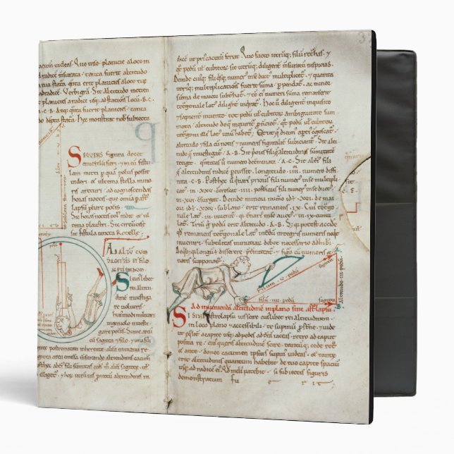 Ms 235 f.32 & 33 Geometry, from a 'Traite d'Astron Binder (Front/Inside)