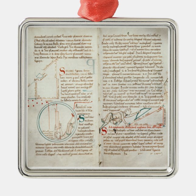 Ms 235 f.32 & 33 Geometry, from a 'Traite d'Astron Metal Ornament (Front)