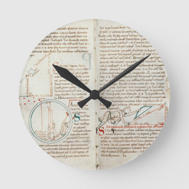 Ms 235 f.32 & 33 Geometry, from a 'Traite d'Astron Round Clock (Front)